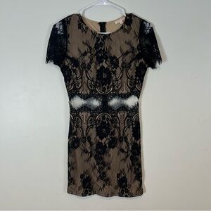Luxxel Black Sheer Lace Overlay Dress Small